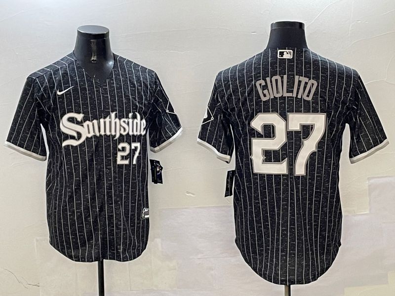 Men Chicago White Sox #27 Giolito Black Stripe City Edition Game 2025 Nike MLB Jersey style 2->chicago white sox->MLB Jersey